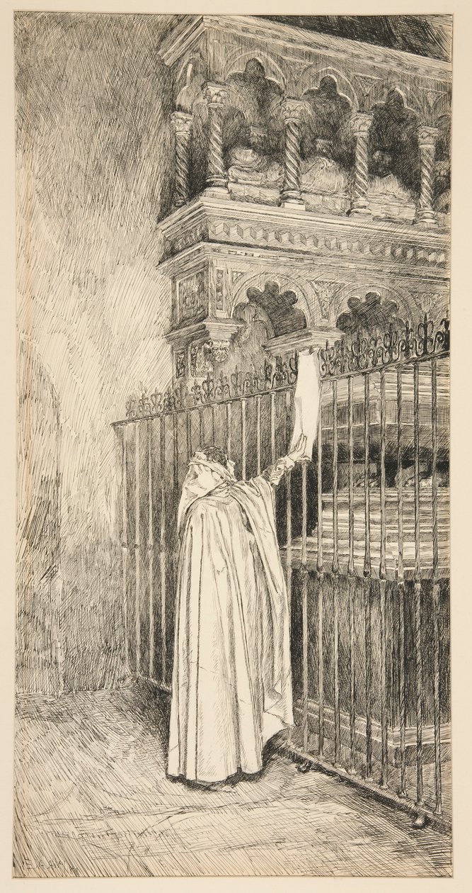 Claudio (læser fra en rulle): af Edwin Austin Abbey