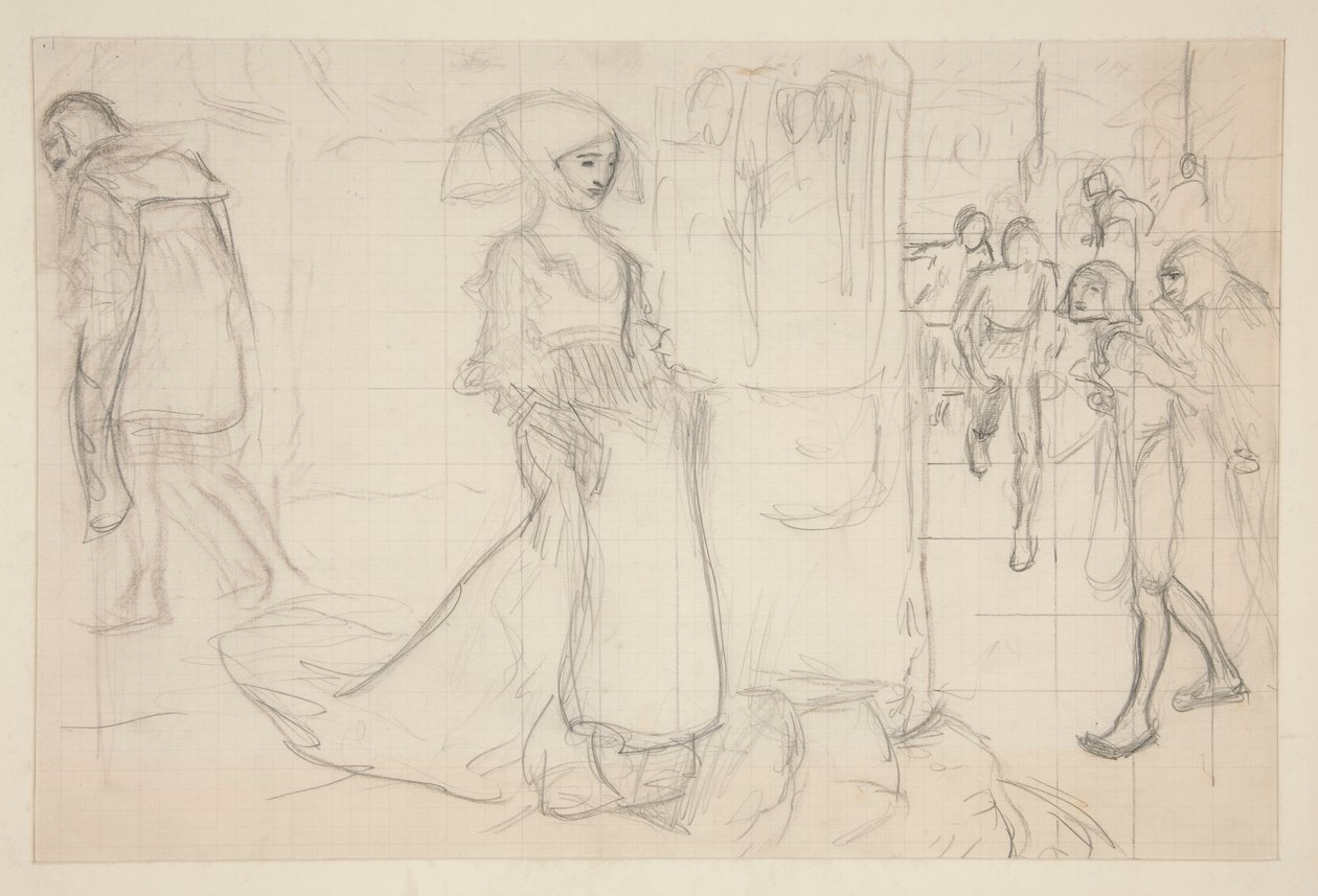 Kompositionsstudie til maleriet Faust og Margaret af Edwin Austin Abbey