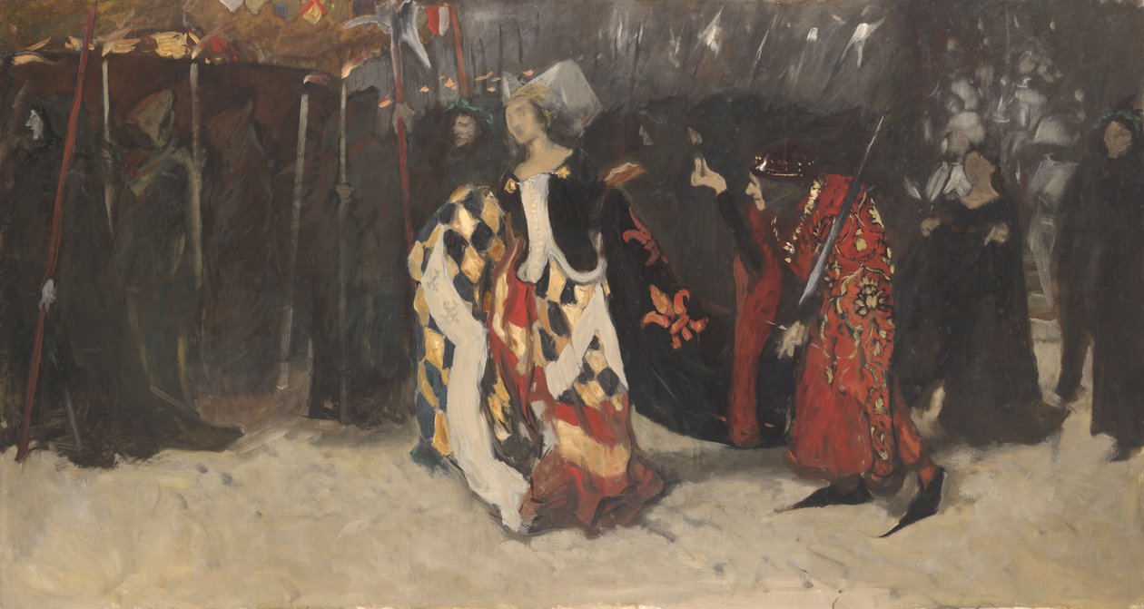Kompositionsstudie for Richard, hertug af Gloucester og Lady Anne af Edwin Austin Abbey