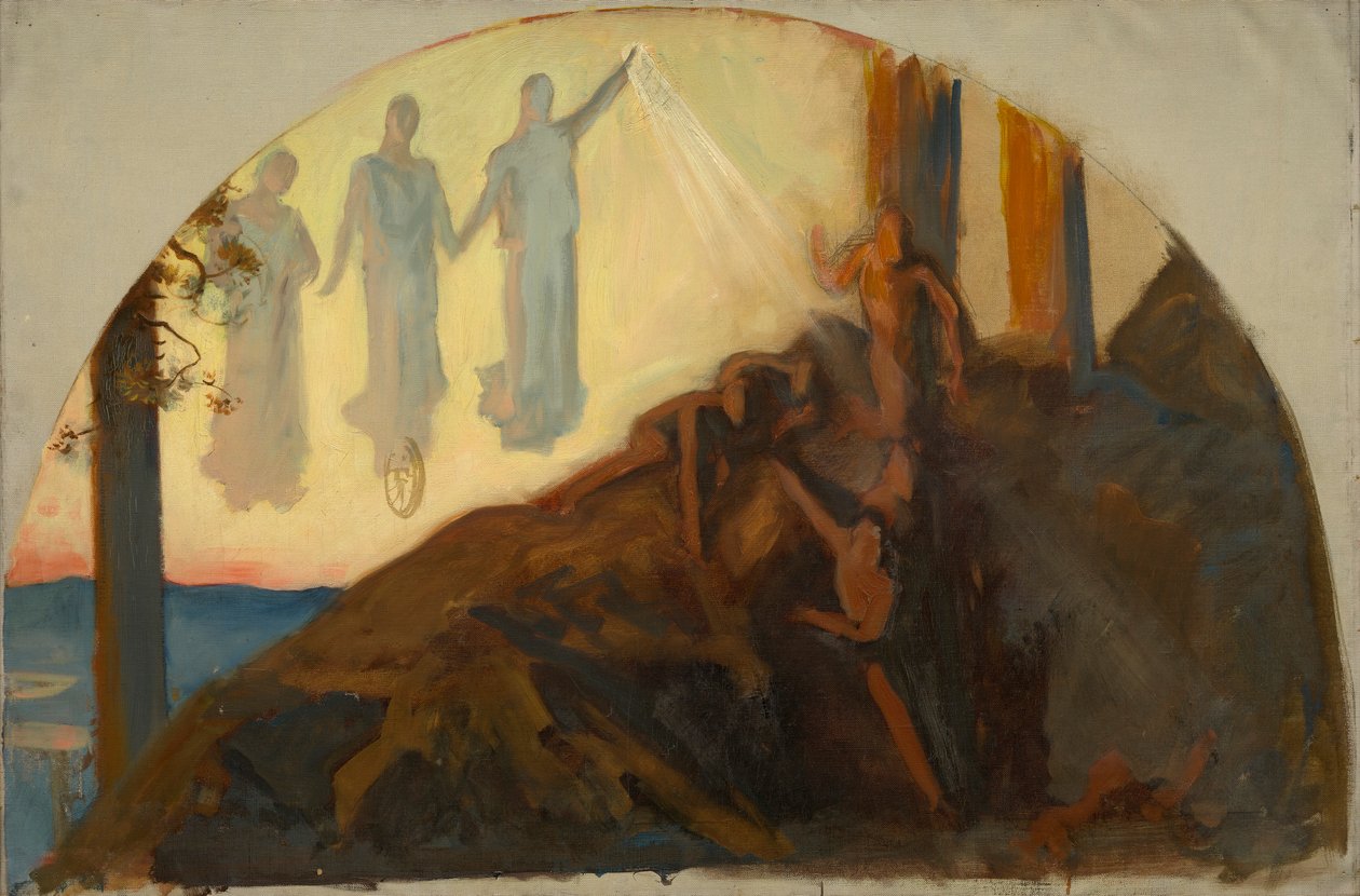 Compositional Study, for Science Revealing the Treasures of the Earth, Rotunda, Pennsylvania State Capitol, Harrisburg af Edwin Austin Abbey