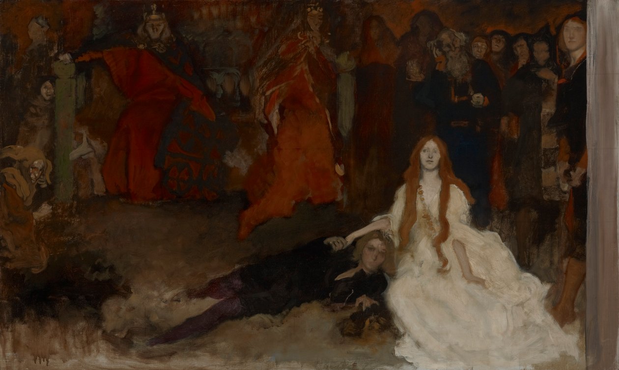 Compositional Study, for The Play Scene in Hamlet, Act III, Scene II af Edwin Austin Abbey