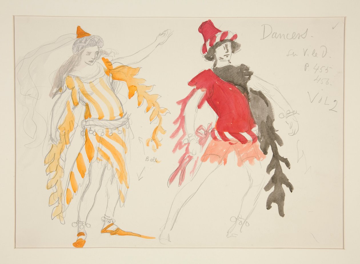 Dansere, kostumeskitse til Henry Irving af Edwin Austin Abbey