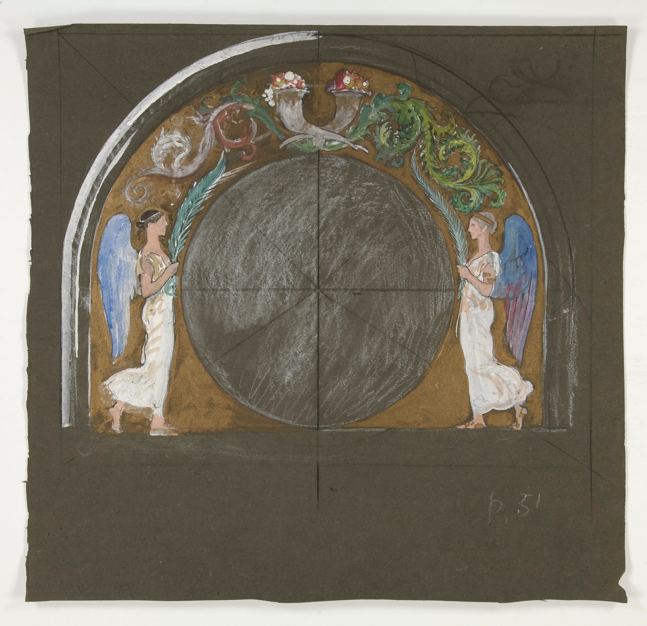 Design til vinduesdekoration til statens hovedstadsbygning i Harrisburg, Pennsylvania, 1902-1911 (fuldført af John Singer Sargent) af Edwin Austin Abbey