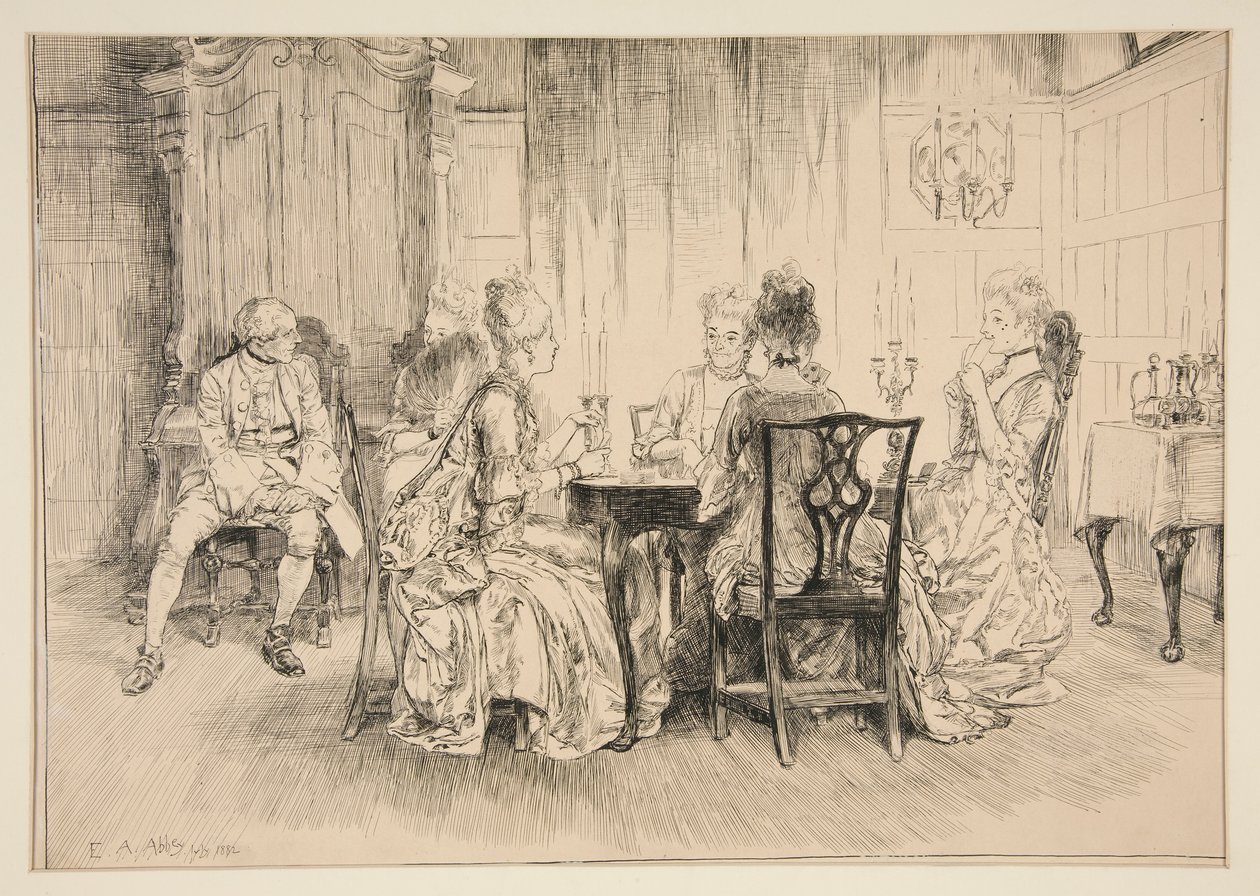 Dining Scene - illustration til Austin Dobson af Edwin Austin Abbey