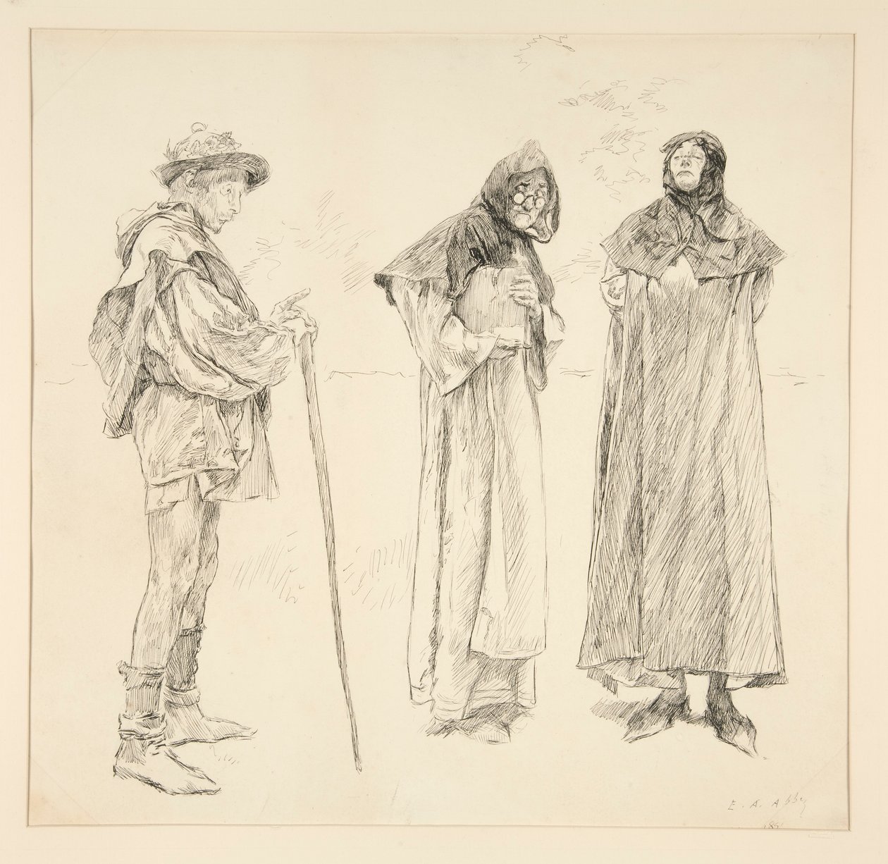 Dull, Sir Nathaniel, Holofernes, fra akt IV, Scene II, Kærlighed af Edwin Austin Abbey