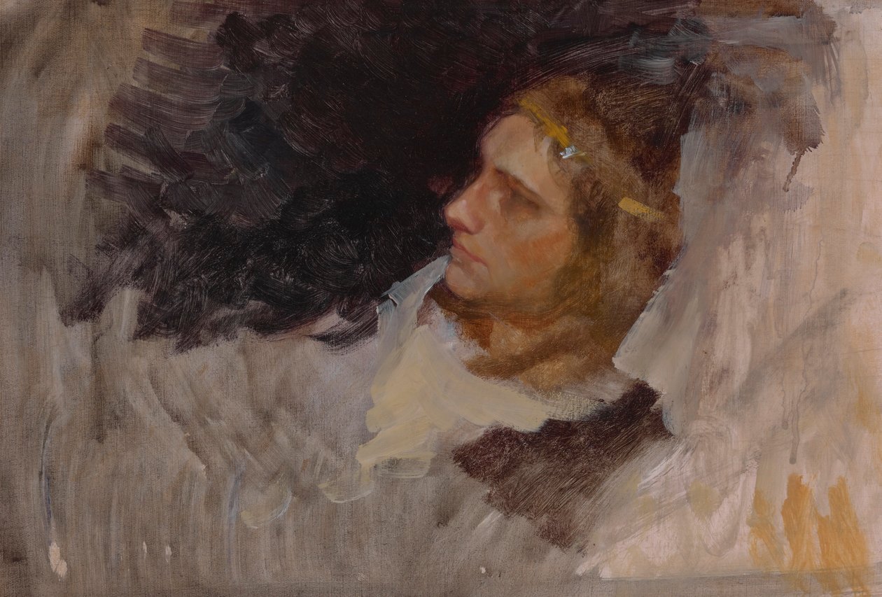 Figurstudie af Hamlet, til The Play Scene, Hamlet, Act III, Scene II af Edwin Austin Abbey