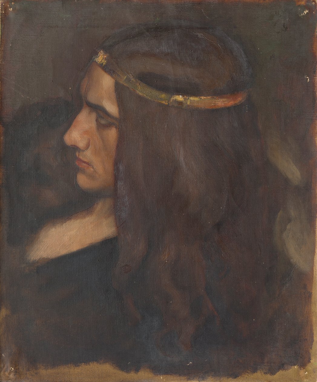 Figurstudie af Hamlet, til The Play Scene in Hamlet, Act III, Scene II af Edwin Austin Abbey