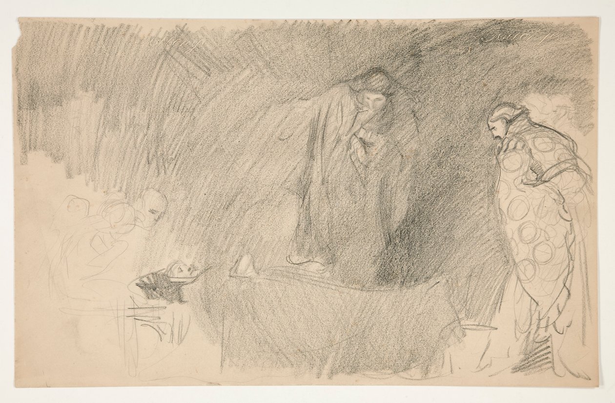 Figur i hvile, skitse til et uidentificeret Shakespeare-skuespil af Edwin Austin Abbey