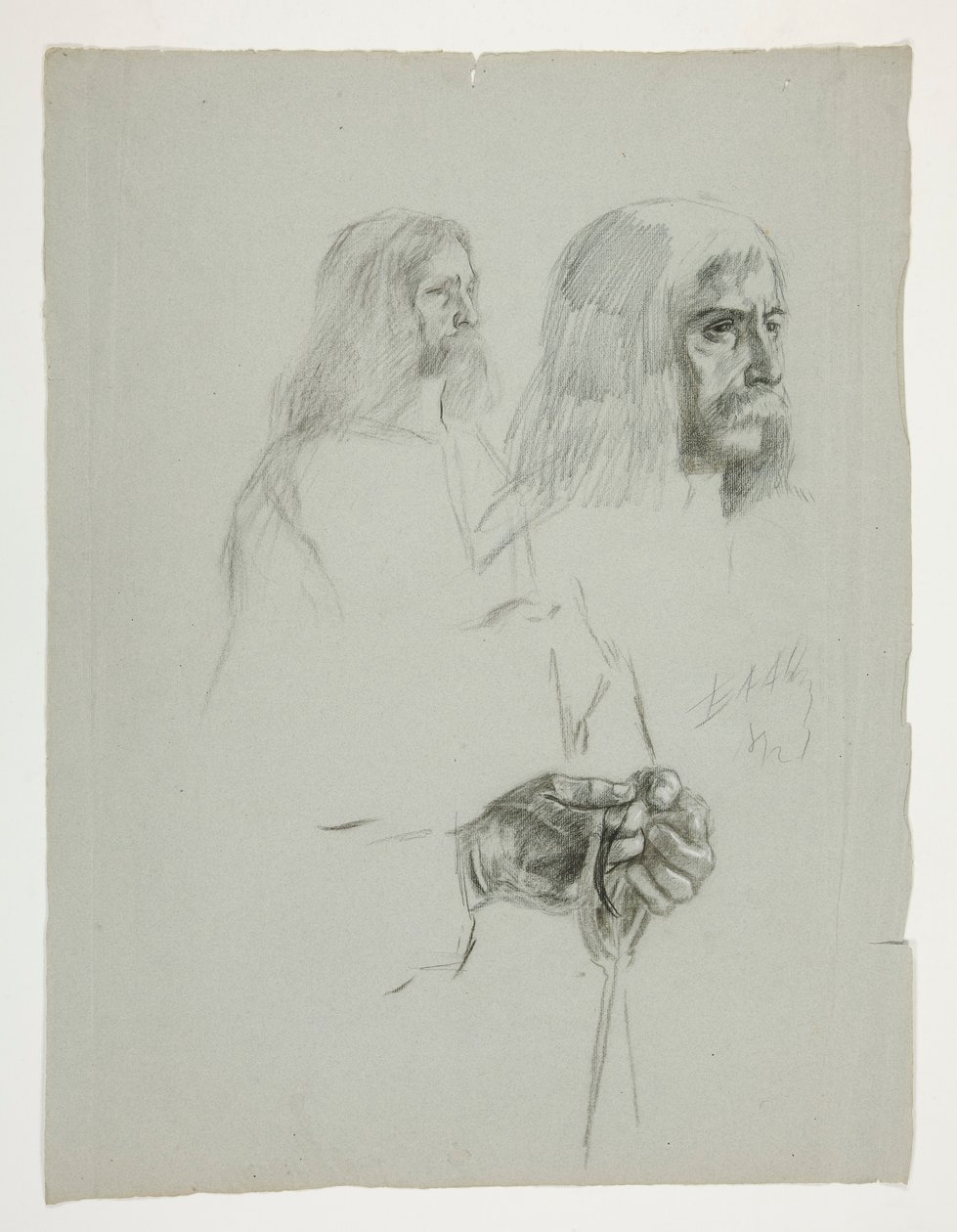 Figurstudier til et af vægmalerierne fra The Quest of the Holy Grail (en serie på femten malerier til Boston Public Library, færdiggjort i 1901) af Edwin Austin Abbey