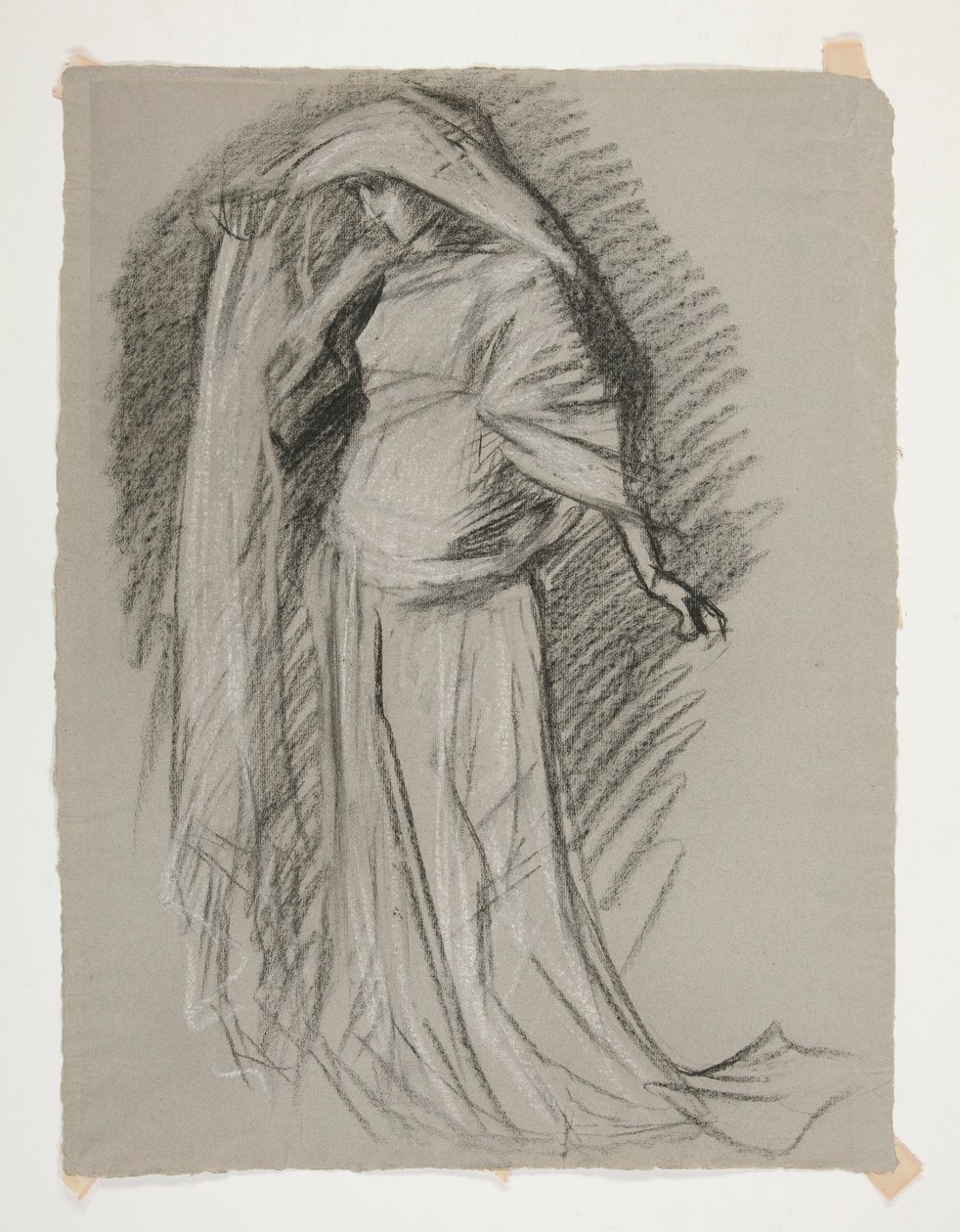 Figurstudie for Castle of the Maidens, fra The Quest of the Holy Grail (en serie på femten malerier til Boston Public Library, færdiggjort i 1901) af Edwin Austin Abbey
