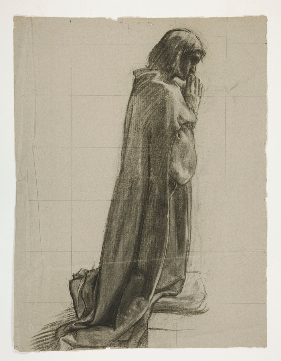 Figurstudie for Sir Lancelot og Sir Bors outfit Galahad med hans sporer, fra The Quest of the Holy Grail (det andet af en serie på femten malerier til Boston Public Library, færdiggjort i 1901) af Edwin Austin Abbey