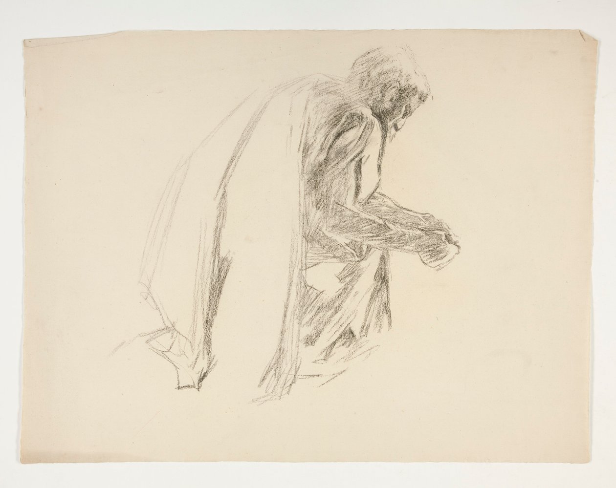 Figurstudie for Sir Lancelot og Sir Bors outfit Galahad med hans sporer, fra The Quest of the Holy Grail (det andet af en serie på femten malerier til Boston Public Library, færdiggjort i 1901) af Edwin Austin Abbey