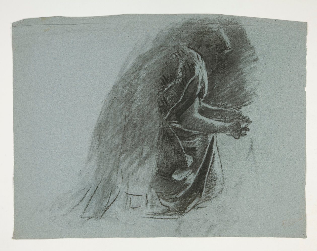 Figurstudie for Sir Lancelot og Sir Bors outfit Galahad med hans sporer, fra The Quest of the Holy Grail (det andet af en serie på femten malerier til Boston Public Library, færdiggjort i 1901) af Edwin Austin Abbey