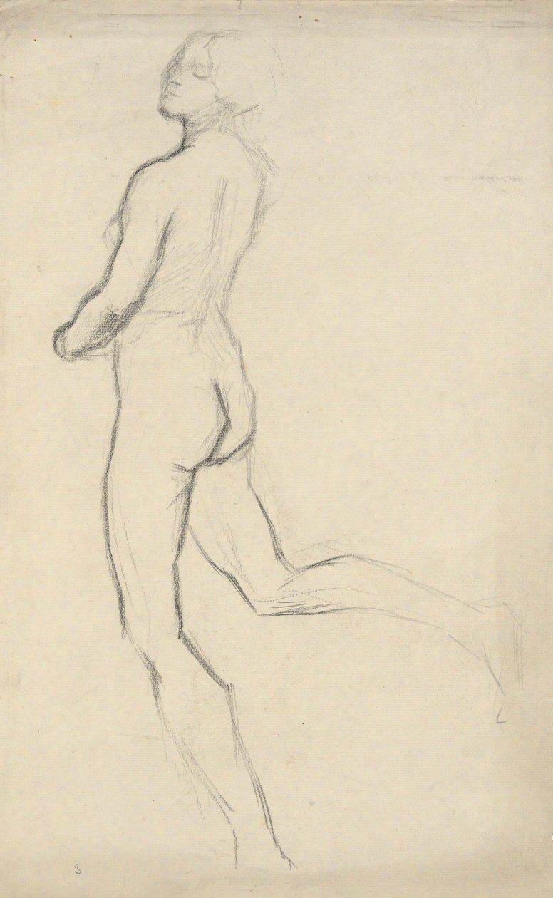 Figurstudie for The Hours (15:00) - vægmaleri i State Capitol-bygningen i Harrisburg, Pennsylvania, 1902-1911 (fuldført af John Singer Sargent) af Edwin Austin Abbey