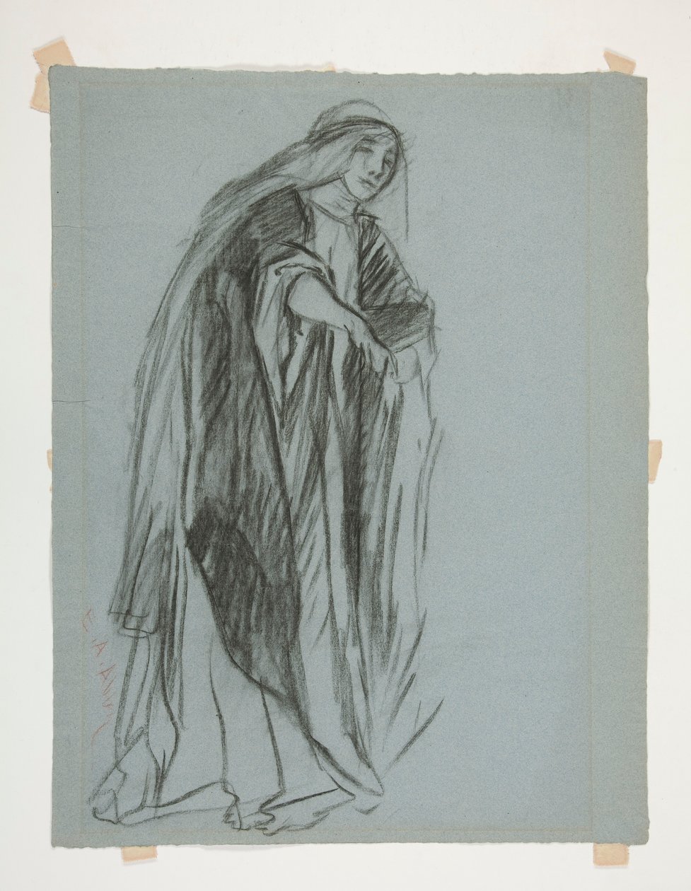 Figurstudie for the Castle of the Maidens(?), fra The Quest of the Holy Grail (en serie på femten malerier til Boston Public Library, færdiggjort i 1901) af Edwin Austin Abbey