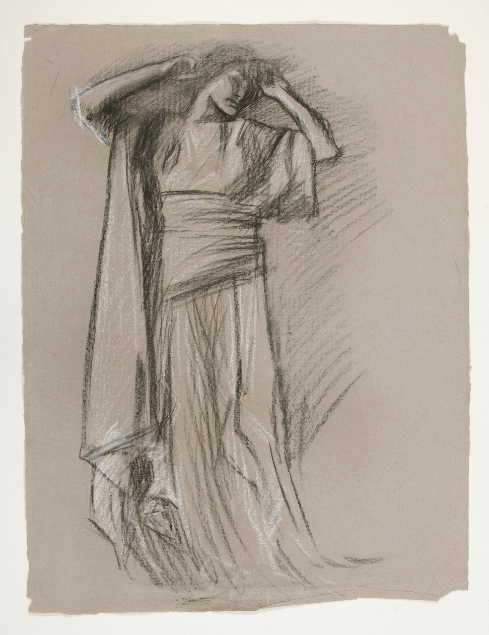 Figurstudie for the Castle of the Maidens(?), fra The Quest of the Holy Grail (en serie på 15 malerier til Boston Public Library, færdiggjort i 1901) af Edwin Austin Abbey