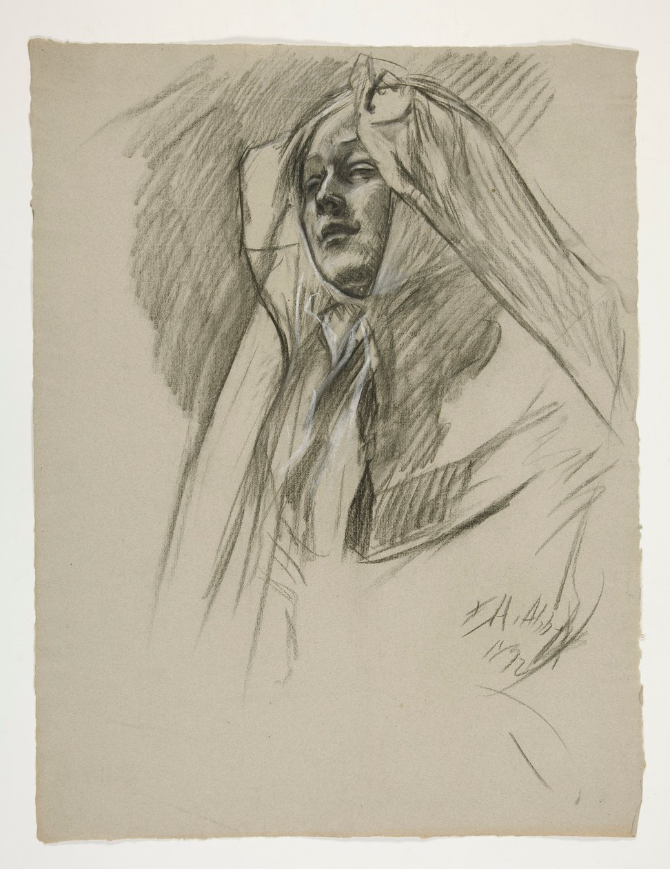 Figurstudie for Galahads barndom, fra The Quest of the Holy Grail (en serie på 15 malerier til Boston Public Library, færdiggjort i 1901) af Edwin Austin Abbey