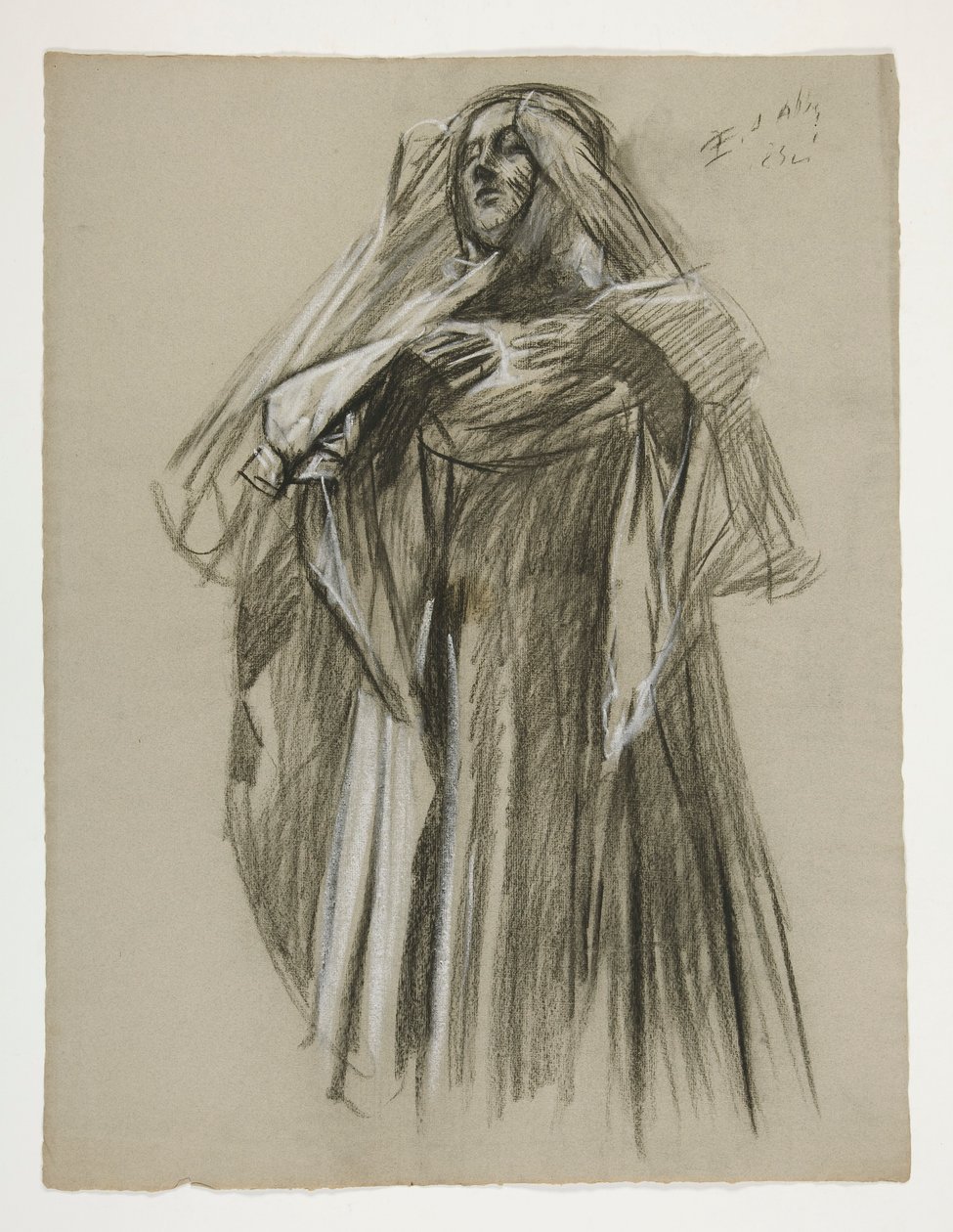 Figurstudie for Infant Galahad, fra The Quest of the Holy Grail (det første af en serie på femten vægmalerier til Boston Public Library, afsluttet i 1901) af Edwin Austin Abbey