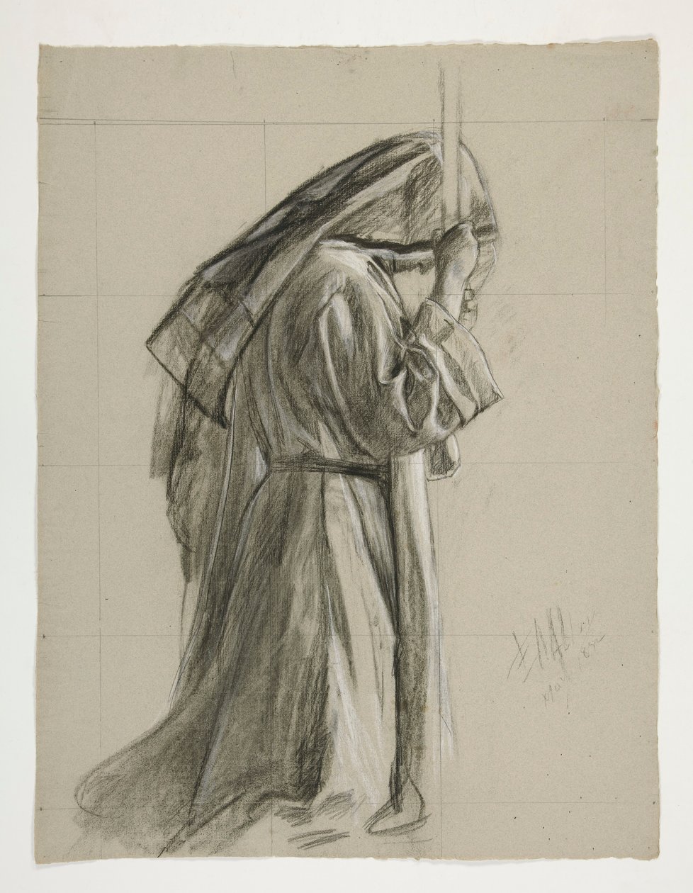 Figurstudie til ridderordenen af Sir Galahad, fra The Quest of the Holy Grail (en serie på femten malerier til Boston Public Library, afsluttet i 1901) af Edwin Austin Abbey