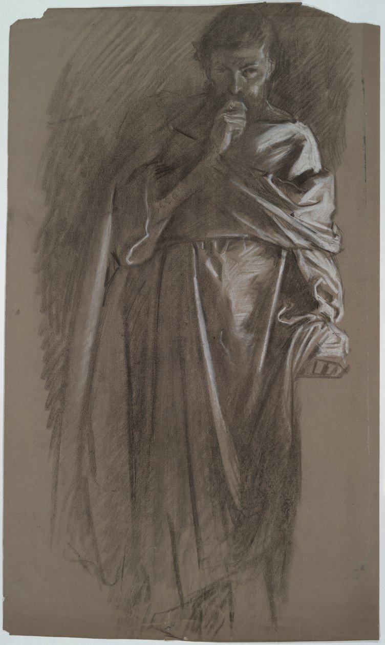 Figurstudie, mand med kjole af Edwin Austin Abbey