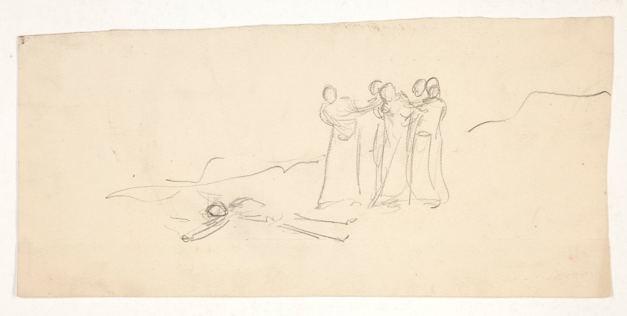 Figurer, skitse til et uidentificeret Shakespeare-skuespil af Edwin Austin Abbey