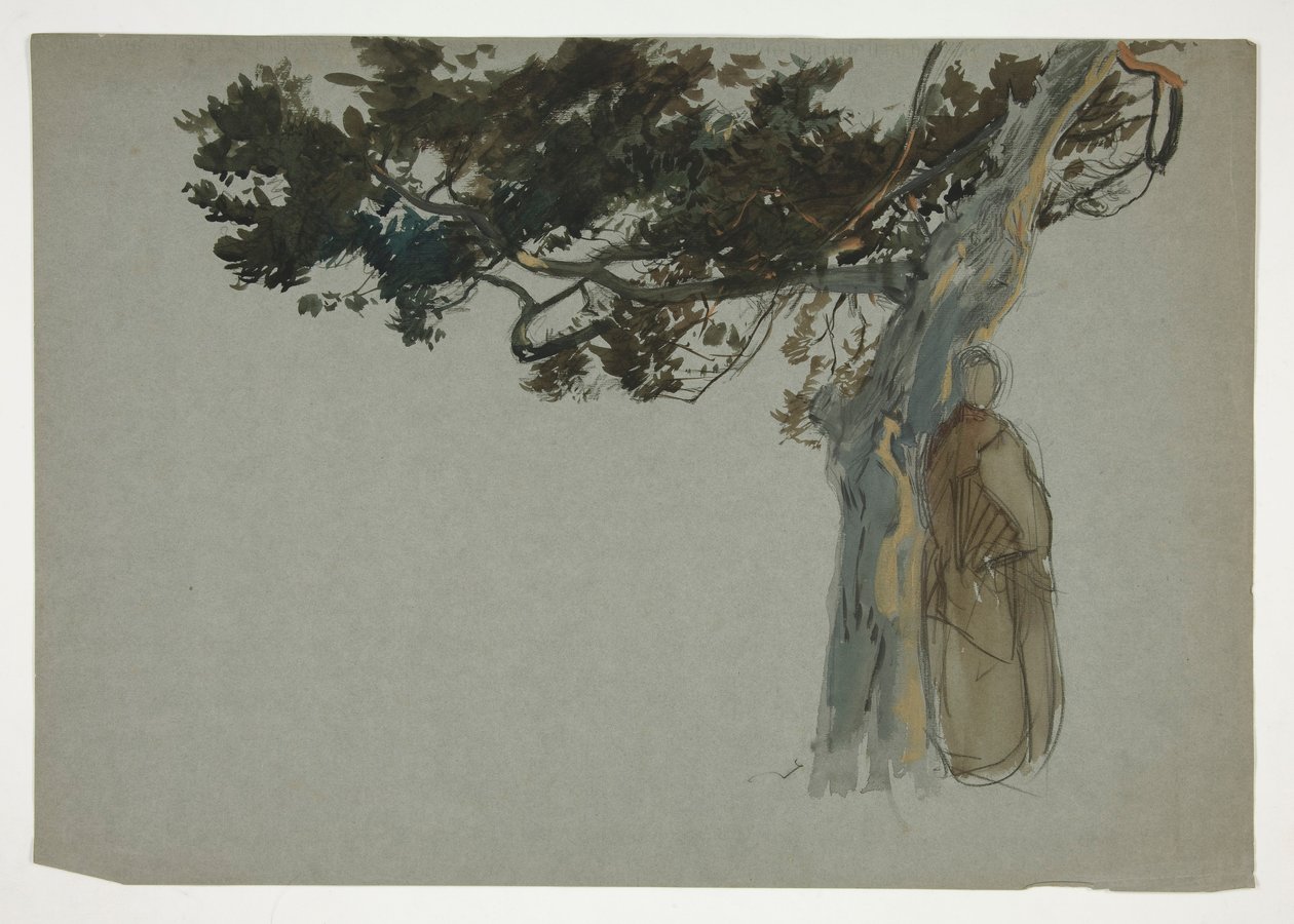 Figurer, der står under et træ - (uidentificeret illustration) af Edwin Austin Abbey