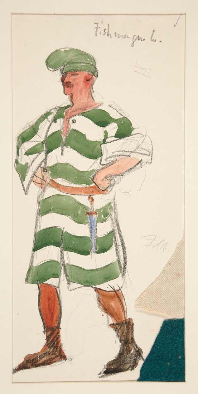 Fiskehandler, kostumeskitse til Henry Irving af Edwin Austin Abbey