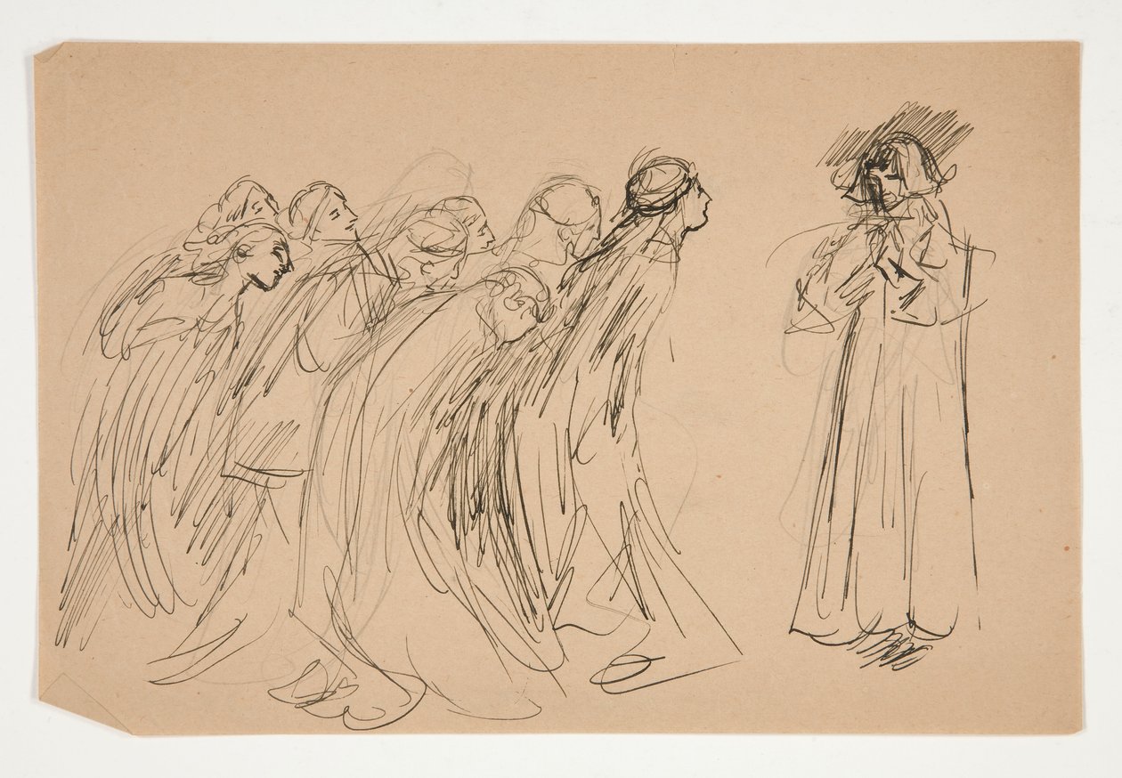 Galahad and the Captive Virtues, studie for The Quest of the Holy Grail (serie på femten malerier til Boston Public Library, afsluttet i 1901) af Edwin Austin Abbey
