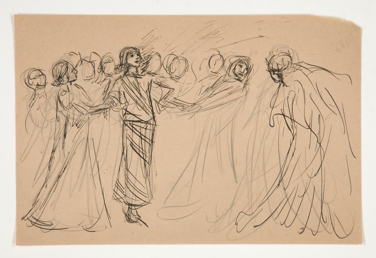 Galahad and the Captive Virtues, studie for The Quest of the Holy Grail (serie på femten malerier til Boston Public Library, afsluttet i 1901) af Edwin Austin Abbey