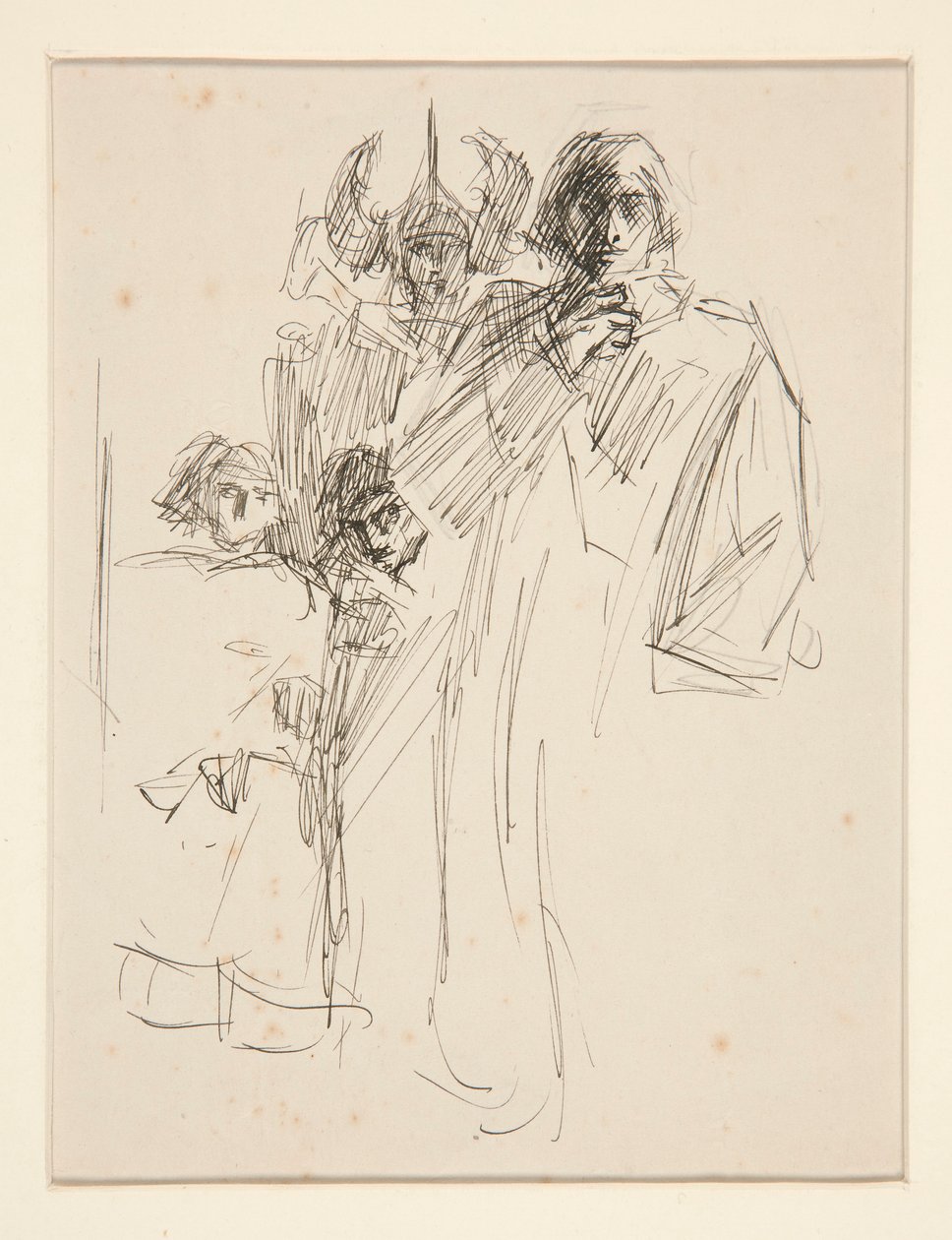 Galahad på slottet, studie for The Quest of the Holy Grail (serie på femten malerier til Boston Public Library, afsluttet i 1901) af Edwin Austin Abbey