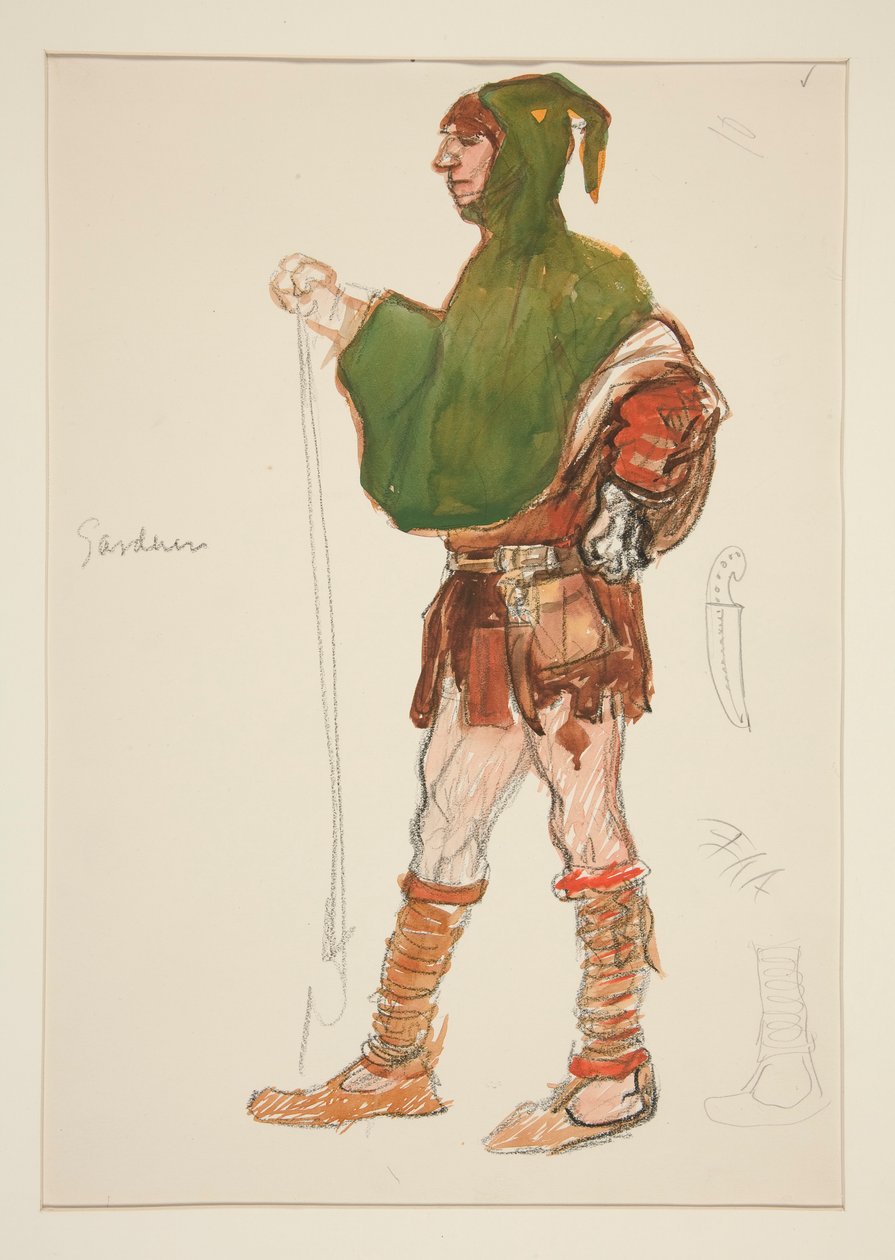 Gartner, kostumeskitse til Henry Irving af Edwin Austin Abbey