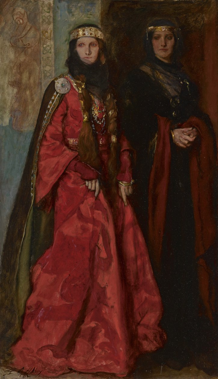Goneril og Regan i King Lear Act I Scene I, 1902 af Edwin Austin Abbey