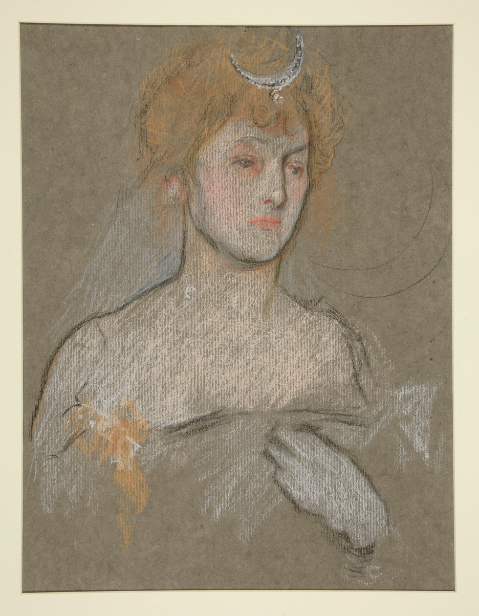 Hoved og skuldre af kvinde, kroning af Edward VII portræt af Edwin Austin Abbey
