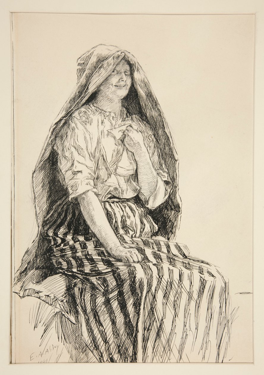 Jaquenetta, fra 1. akt, Scene II, Kærlighed af Edwin Austin Abbey