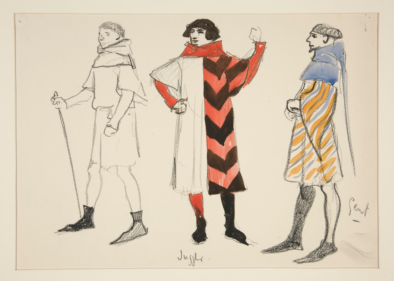 Jonglør og Gent, kostumeskitse til Henry Irving af Edwin Austin Abbey