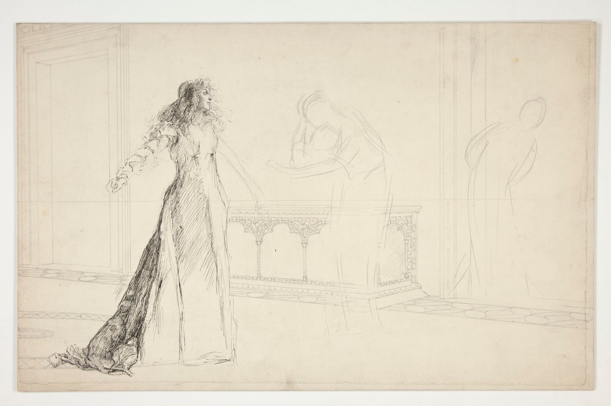 Juliet in hall, fra Romeo og Julie af Edwin Austin Abbey