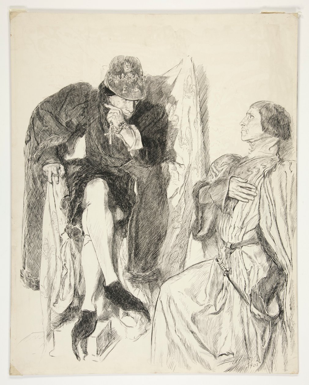 Kong Ludvig XI - Akt III, Scene III, Kong Henrik VI (Del III) af Edwin Austin Abbey