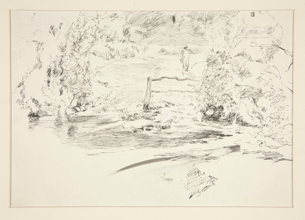 Landskab med figur af Edwin Austin Abbey