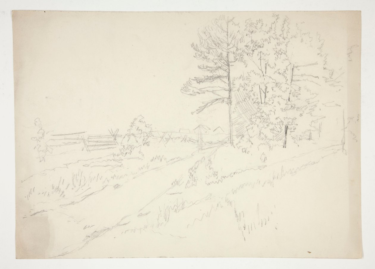 Landskab med vej igennem af Edwin Austin Abbey