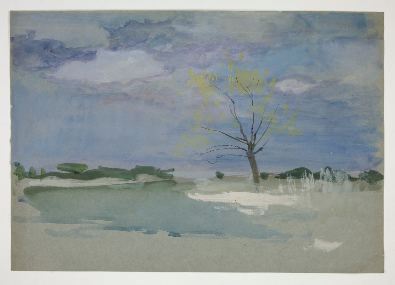 Landskab med træ af Edwin Austin Abbey