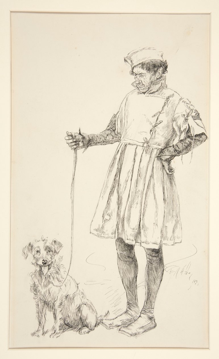 Launce and His Dog, fra akt IV, Scene iv, Two Gentlemen of Verona af Edwin Austin Abbey