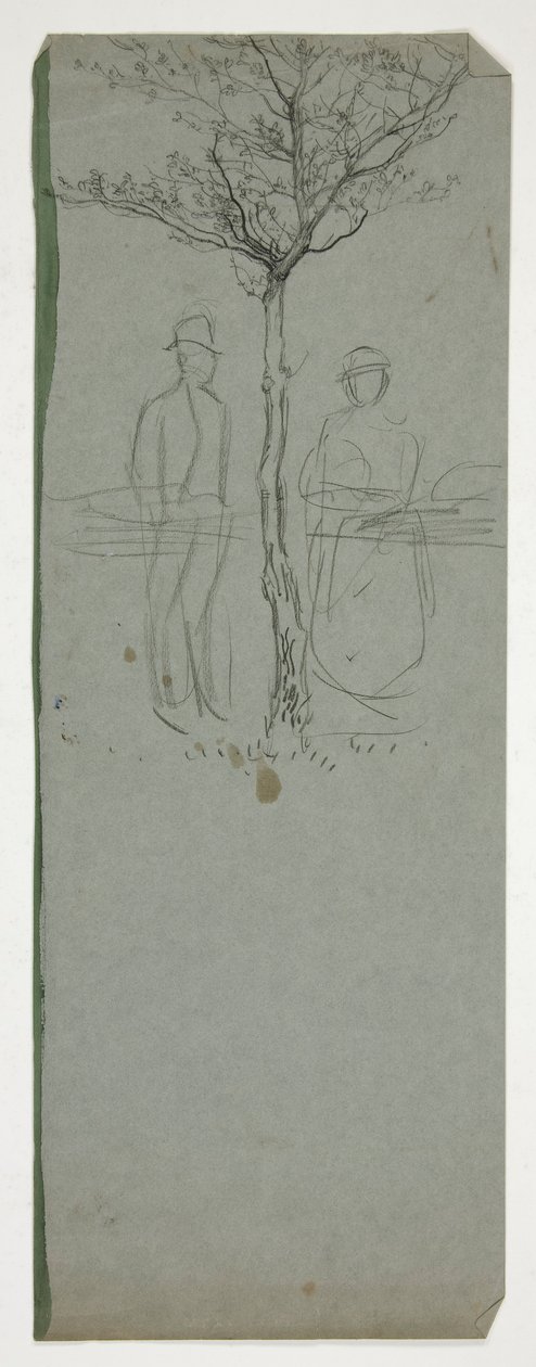 Mand og kvinde under et træ - (uidentificeret illustration) af Edwin Austin Abbey