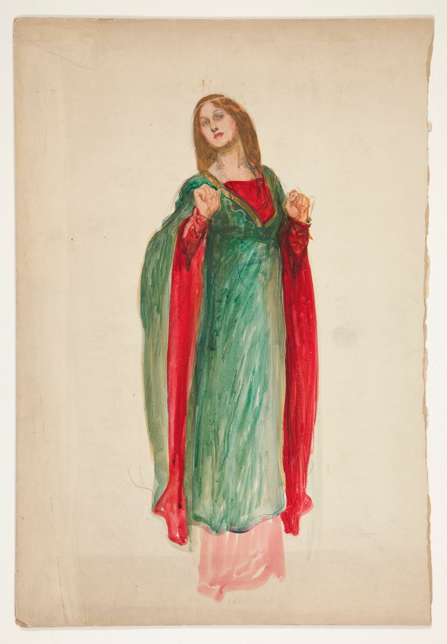 Middelalderdame, skitse til et uidentificeret Shakespeare-skuespil af Edwin Austin Abbey