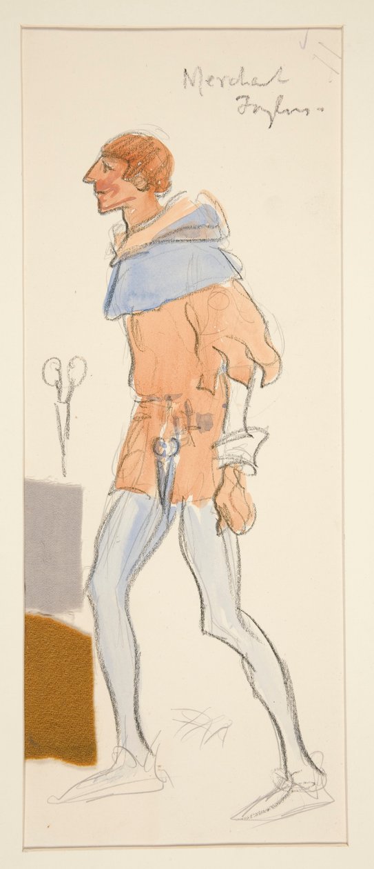 Købmand Taylor, kostumeskitse til Henry Irving af Edwin Austin Abbey