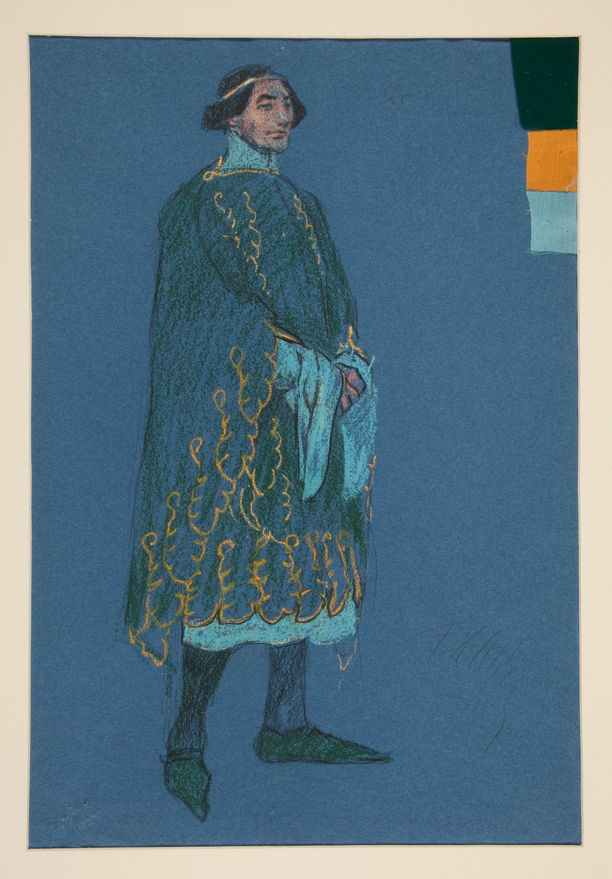 Diverse undersøgelse, kostumeskitse til Henry Irving af Edwin Austin Abbey