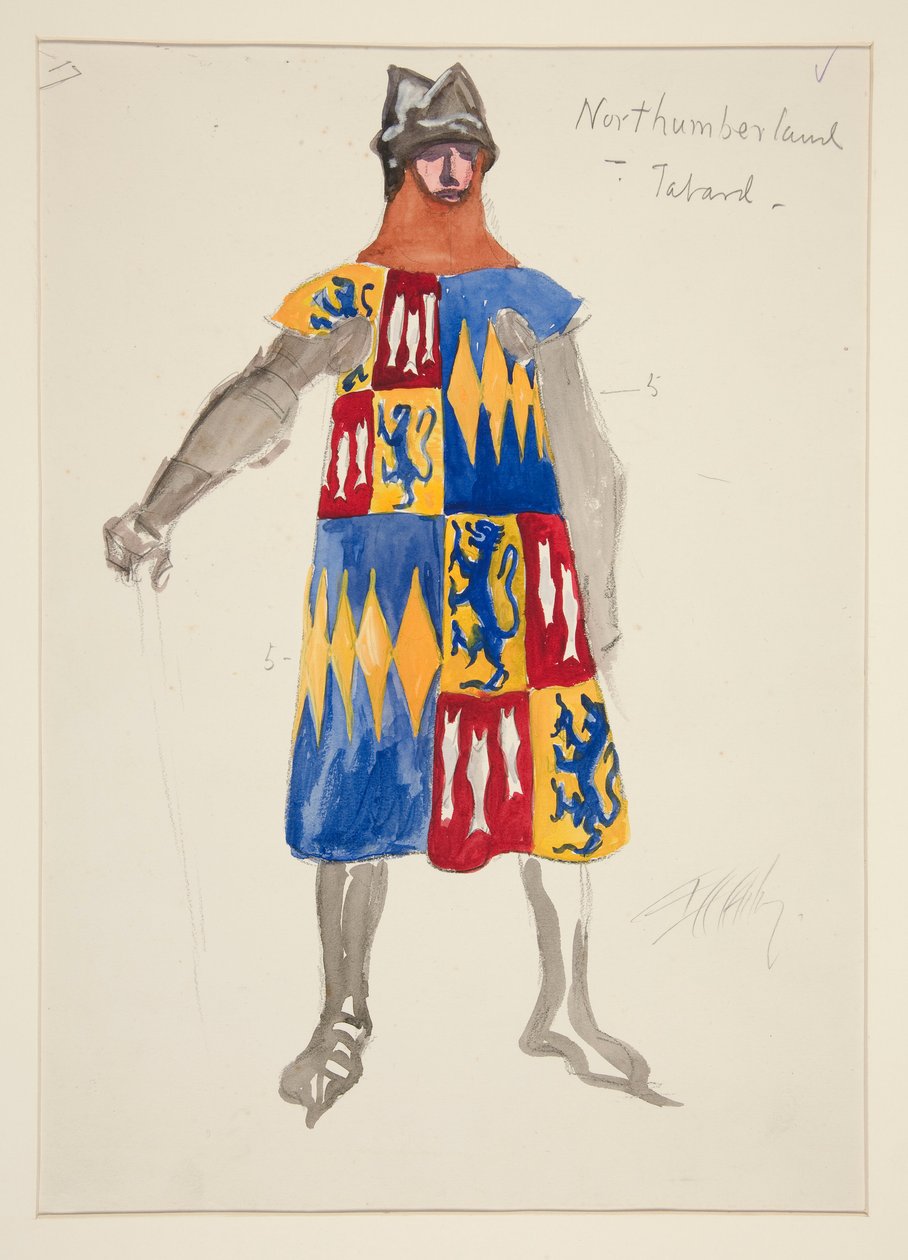 Northumberland - Tabard, kostumeskitse til Henry Irving af Edwin Austin Abbey