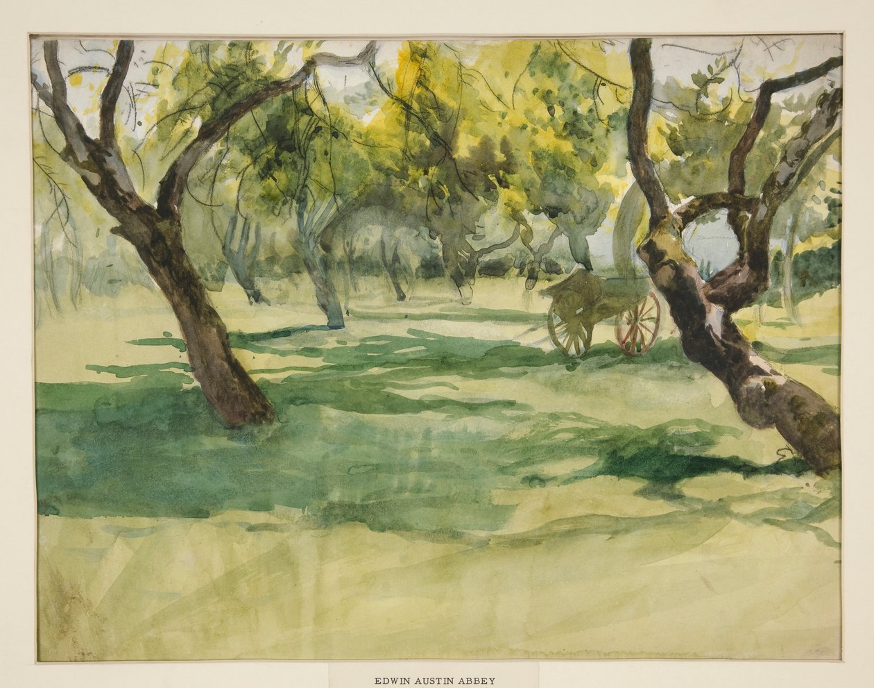 Frugthave med gårdvogn af Edwin Austin Abbey
