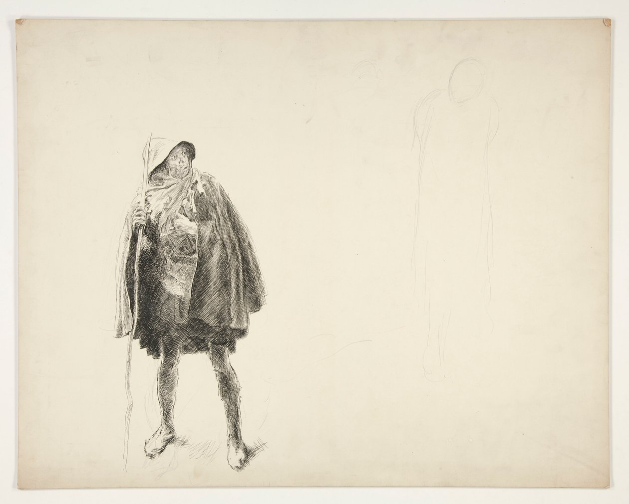 Peasant, skitse til et uidentificeret Shakespeare-skuespil af Edwin Austin Abbey