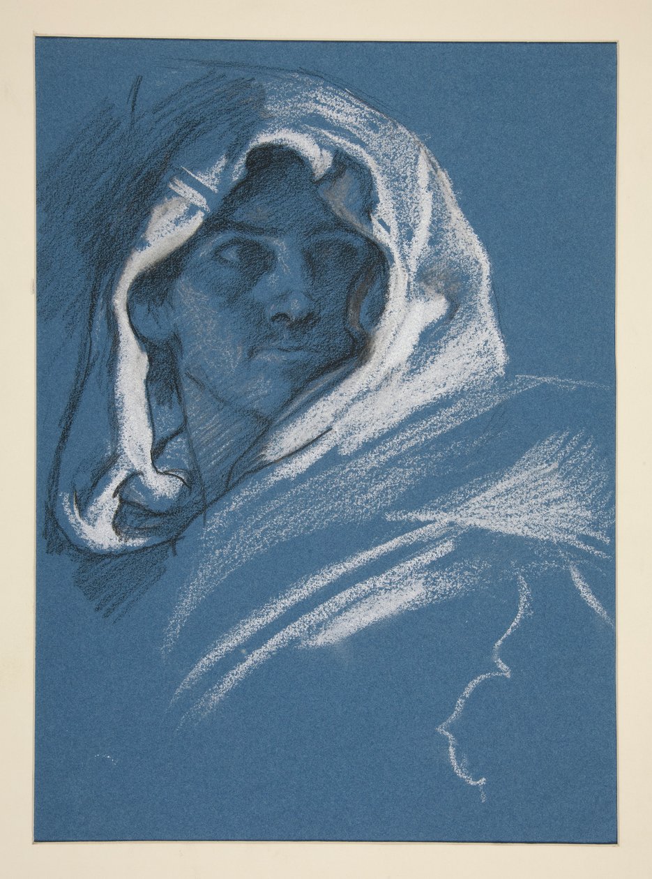 Portræt af en ung mand med hætte af Edwin Austin Abbey