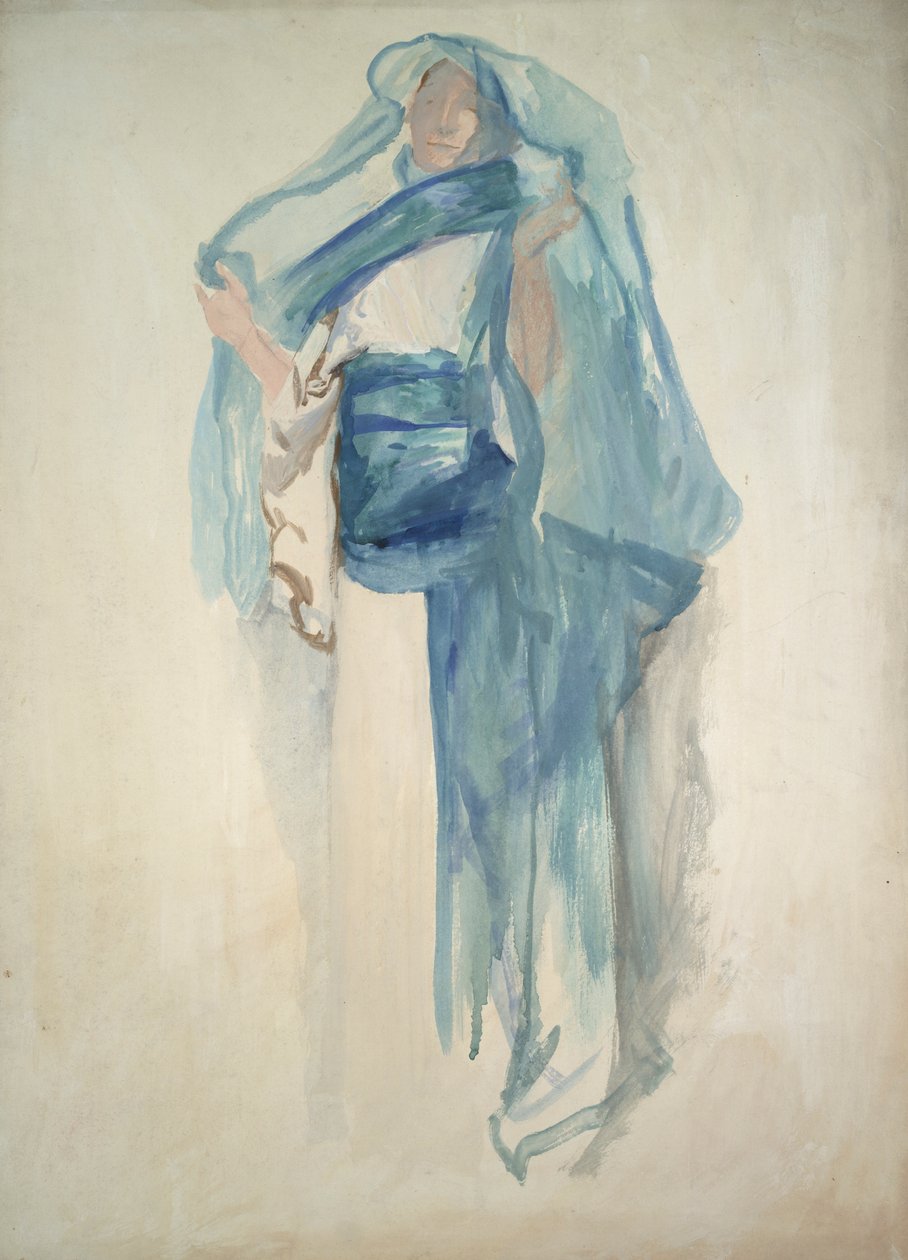 Muligt studie for en af de fangede dyder, figurstudie for af Edwin Austin Abbey